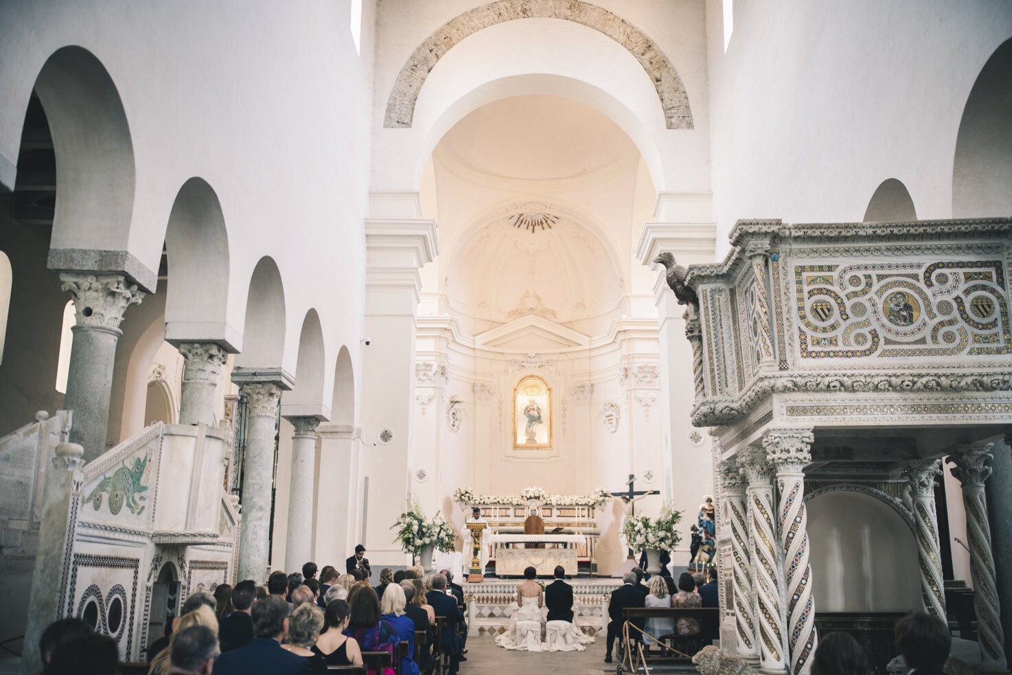 Catholic wedding ceremony in Ravello Duomo