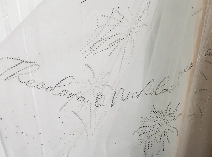 Puglia Wedding Custom Embroidered Veil Bride Detail