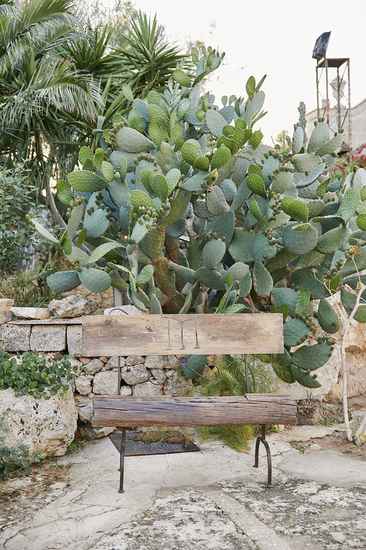 Wooden bench in the garden