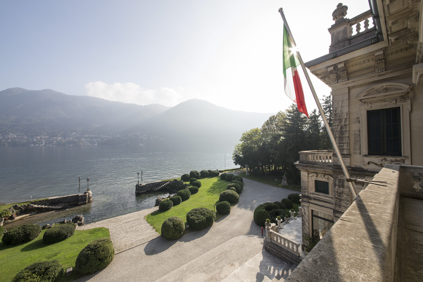Terrace of Villa Erba on Lake Como