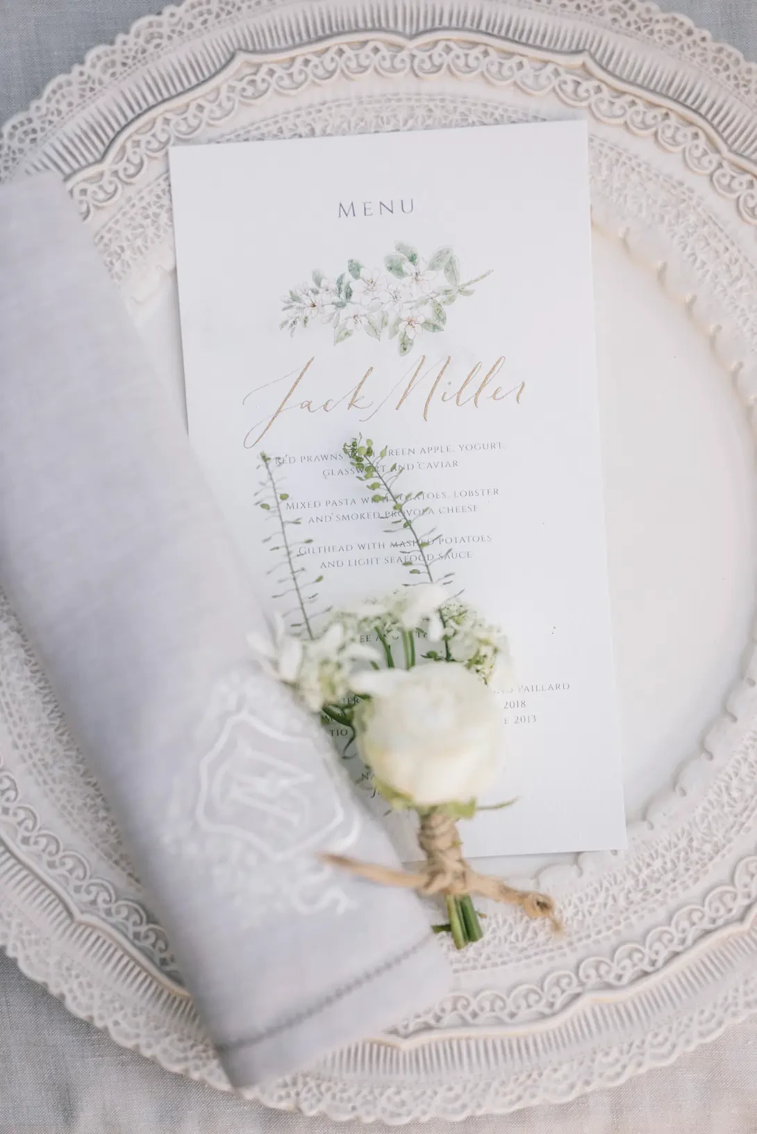 Watercolor wedding menu