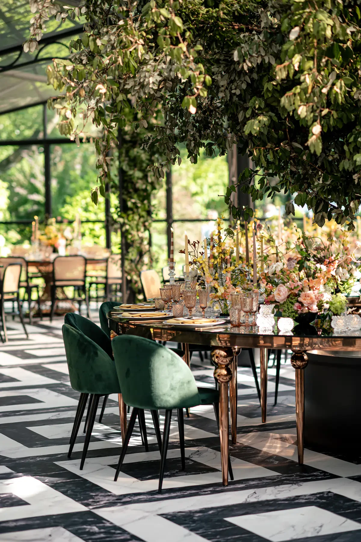 Villa Balbiano Lake Como Greenhouse Reception Round Table