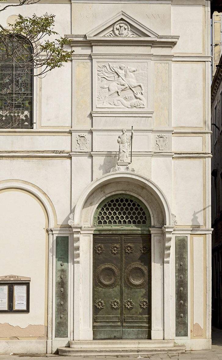 Façade of St. George's Anglican church in Venice