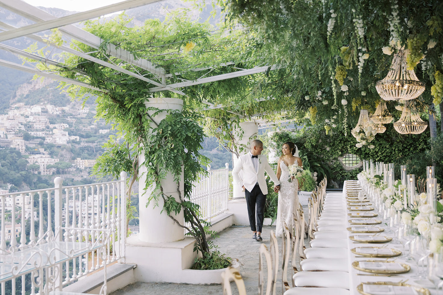 Bridal couple at Villa Oliviero