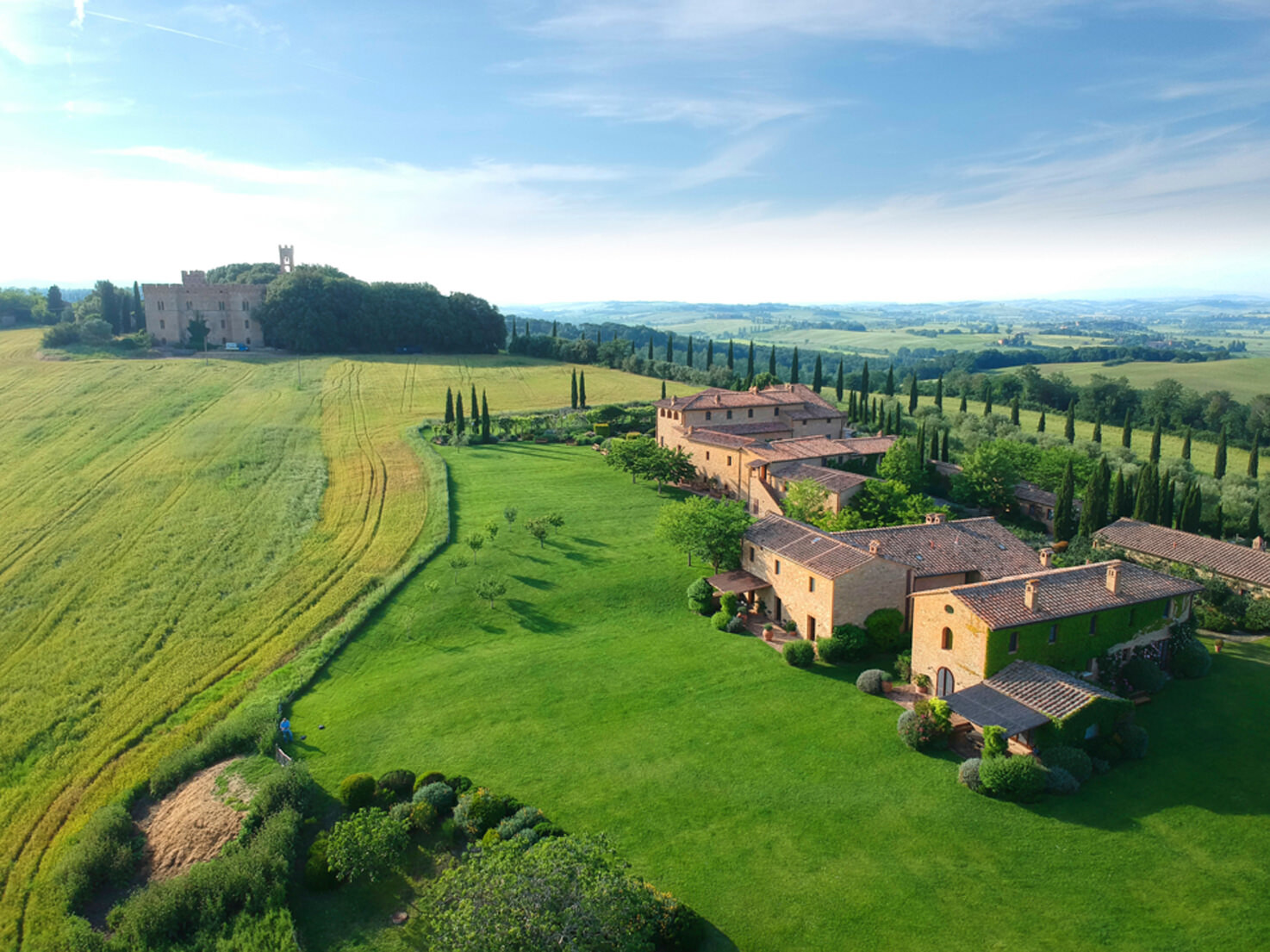Aerial view of Borgo Finocchieto, Siena