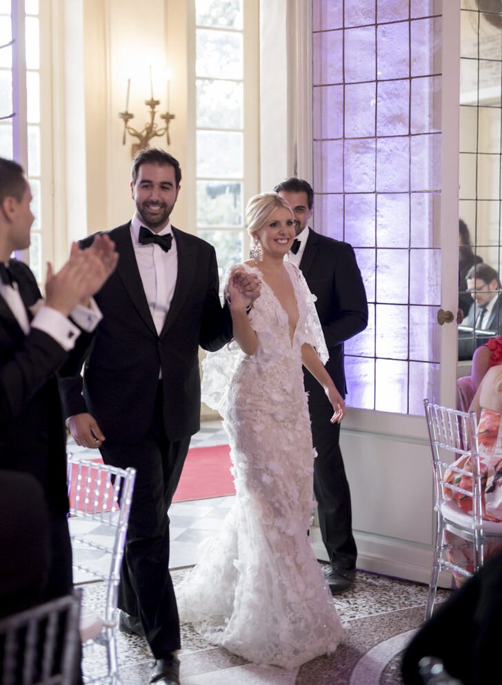 Arrival of bride and groom