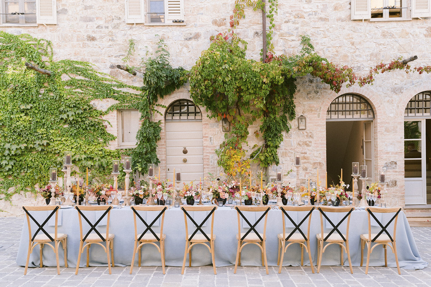 Decorations for wedding reception at Castiglion del Bosco in Tuscany