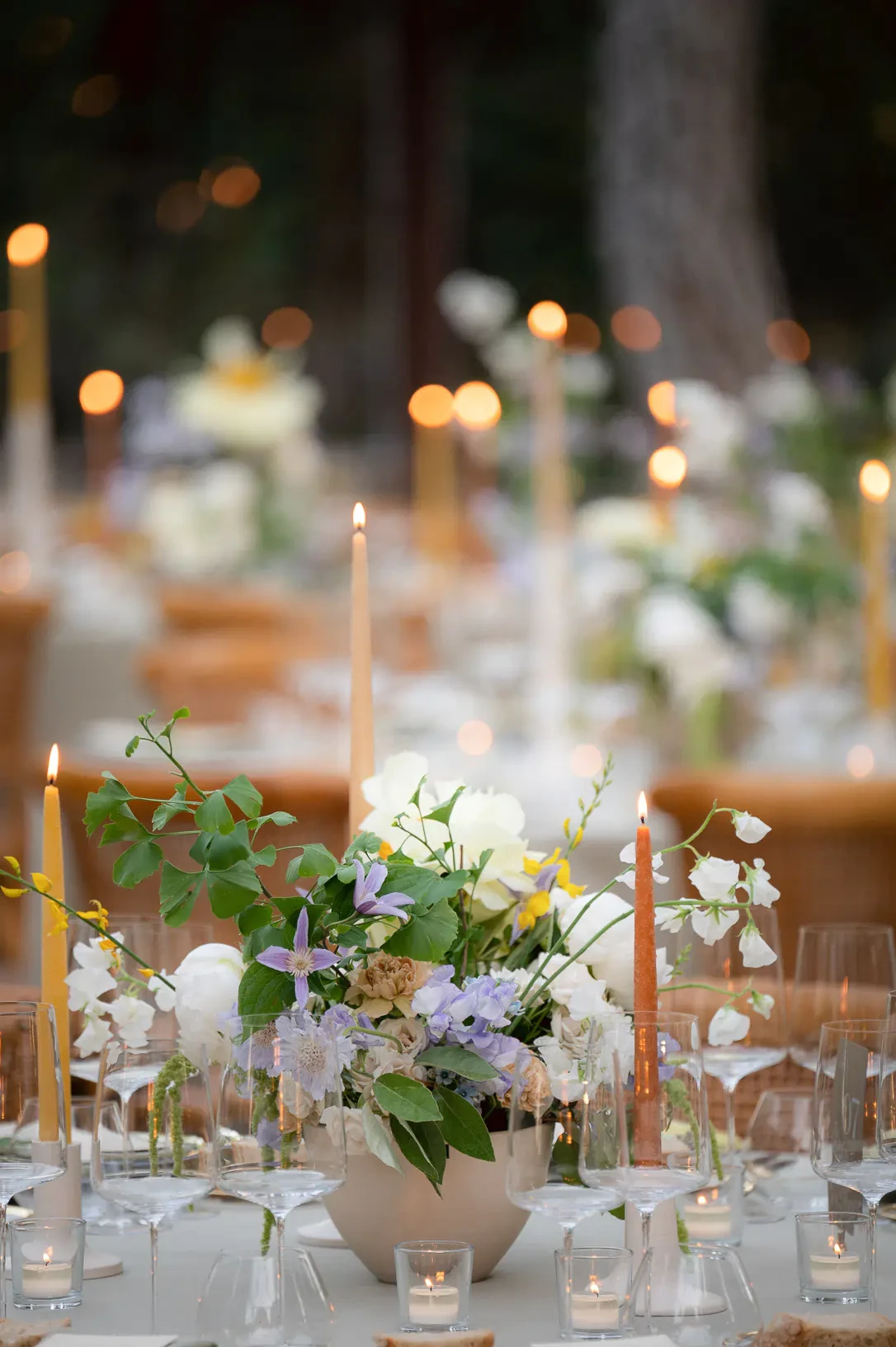 Detail of tableset for wedding banquet in Tuscany