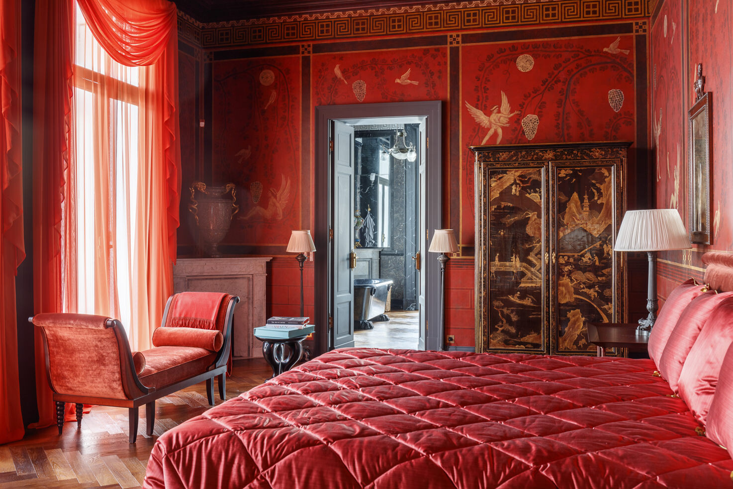 Red suite bedroom