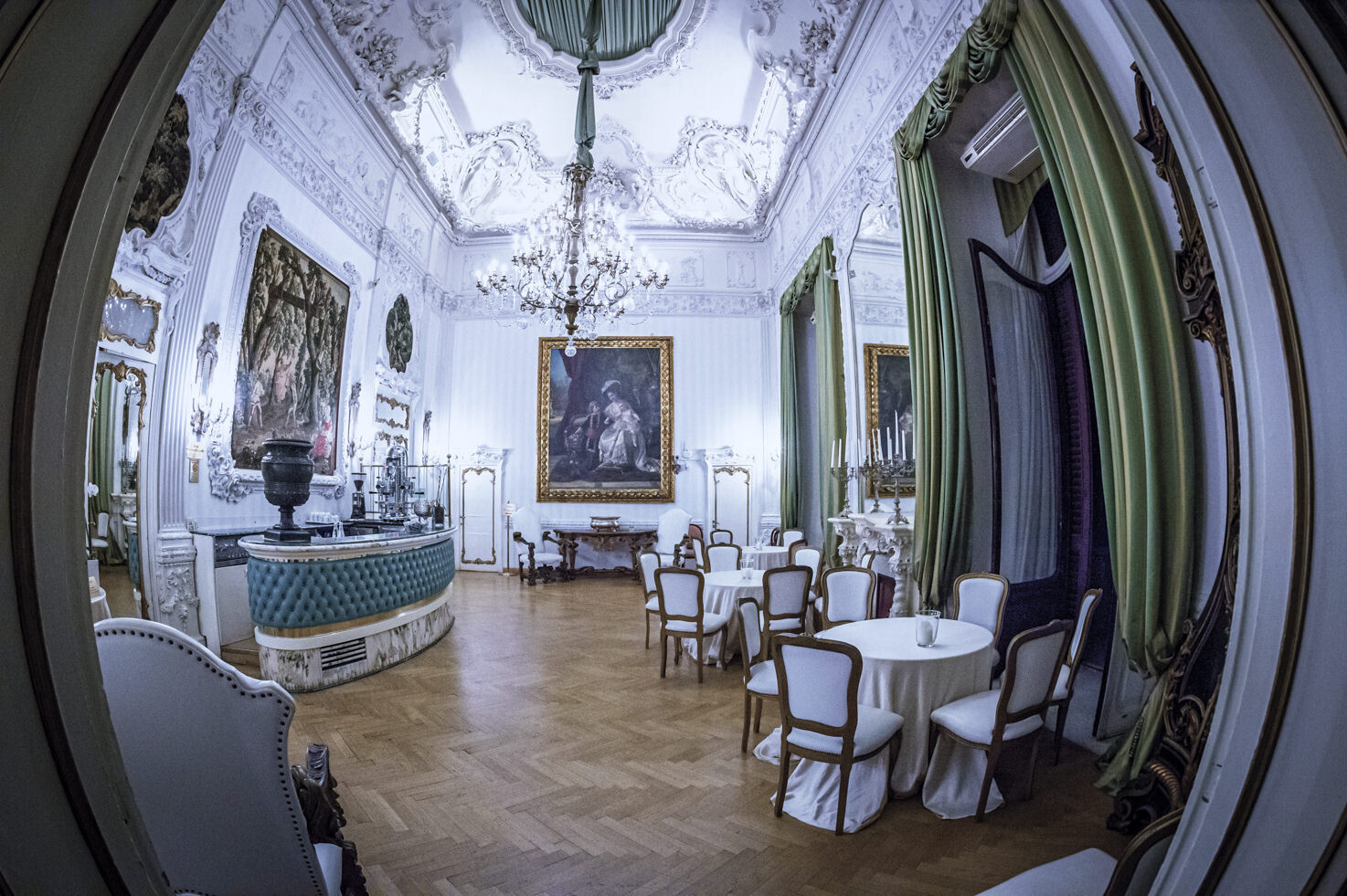 Hall with baroque stuccos