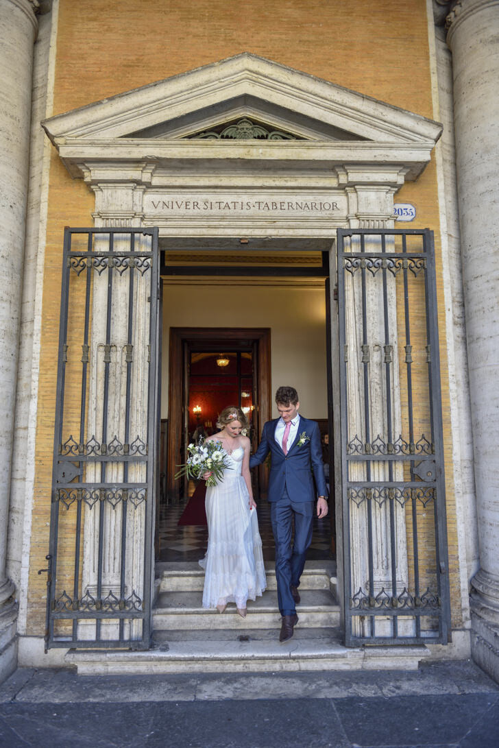 End of civil ceremony at Campidoglio in Rome
