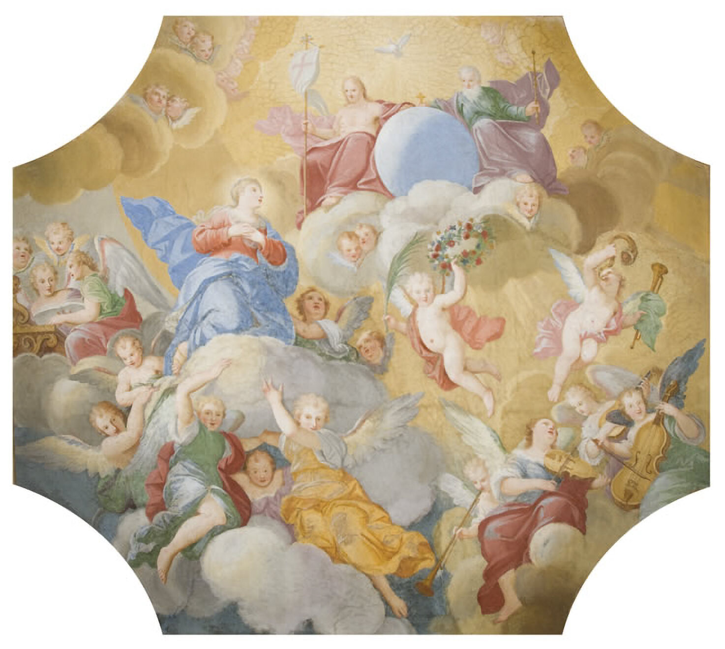 Frescoed ceiling of the monastery hall