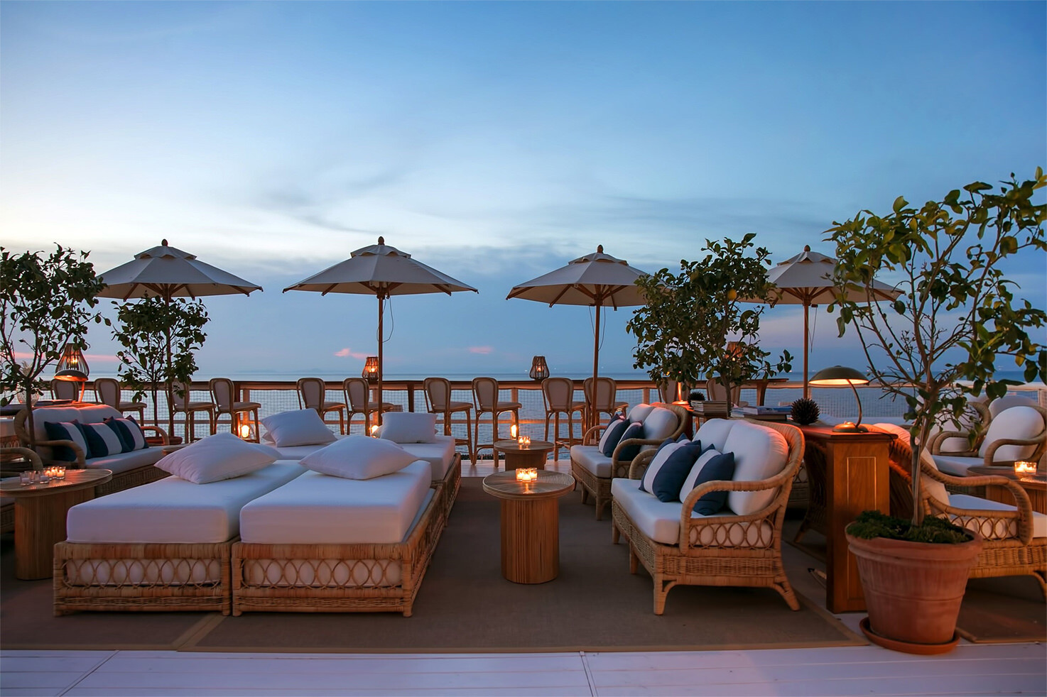 Il Riccio Terrace bar at sunset