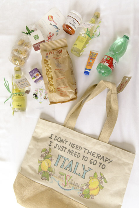 Welcome bag with Italian gifts