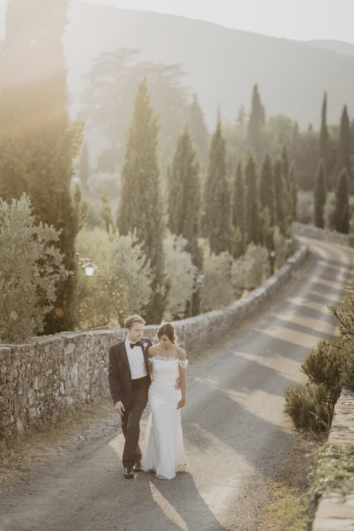 Bridal couple at wedding in Tuscany