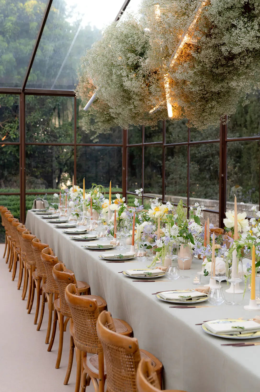 Tables for wedding banquet in Tuscany
