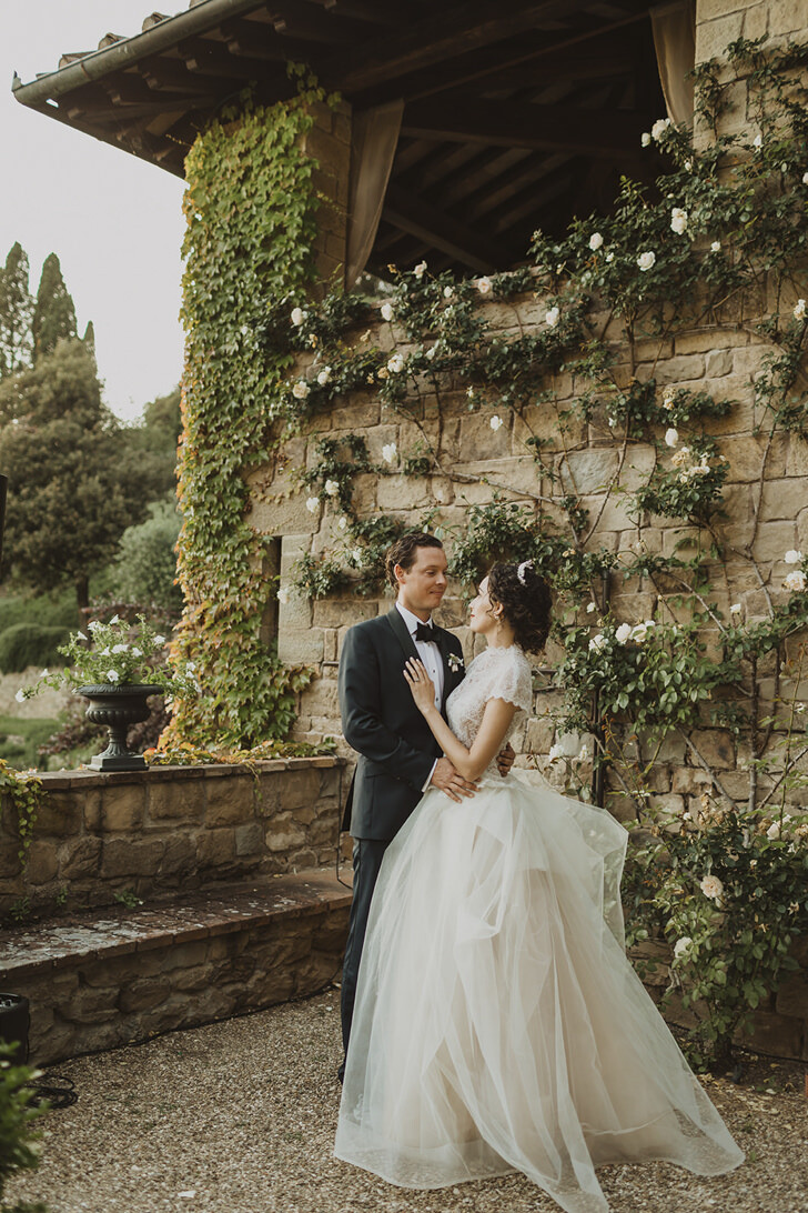 Bride and groom in the gardens
