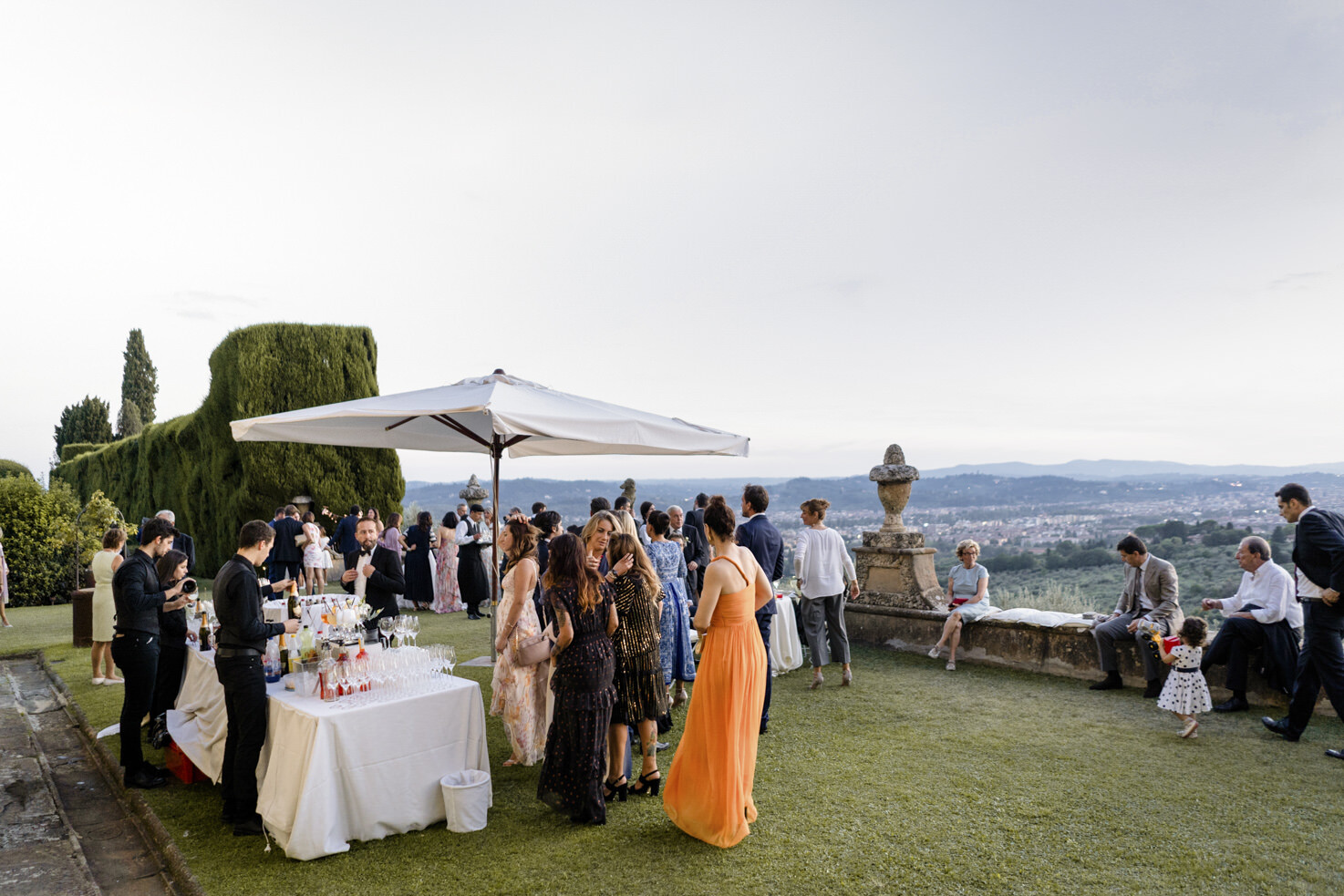 Wedding cocktail on the garden terrace