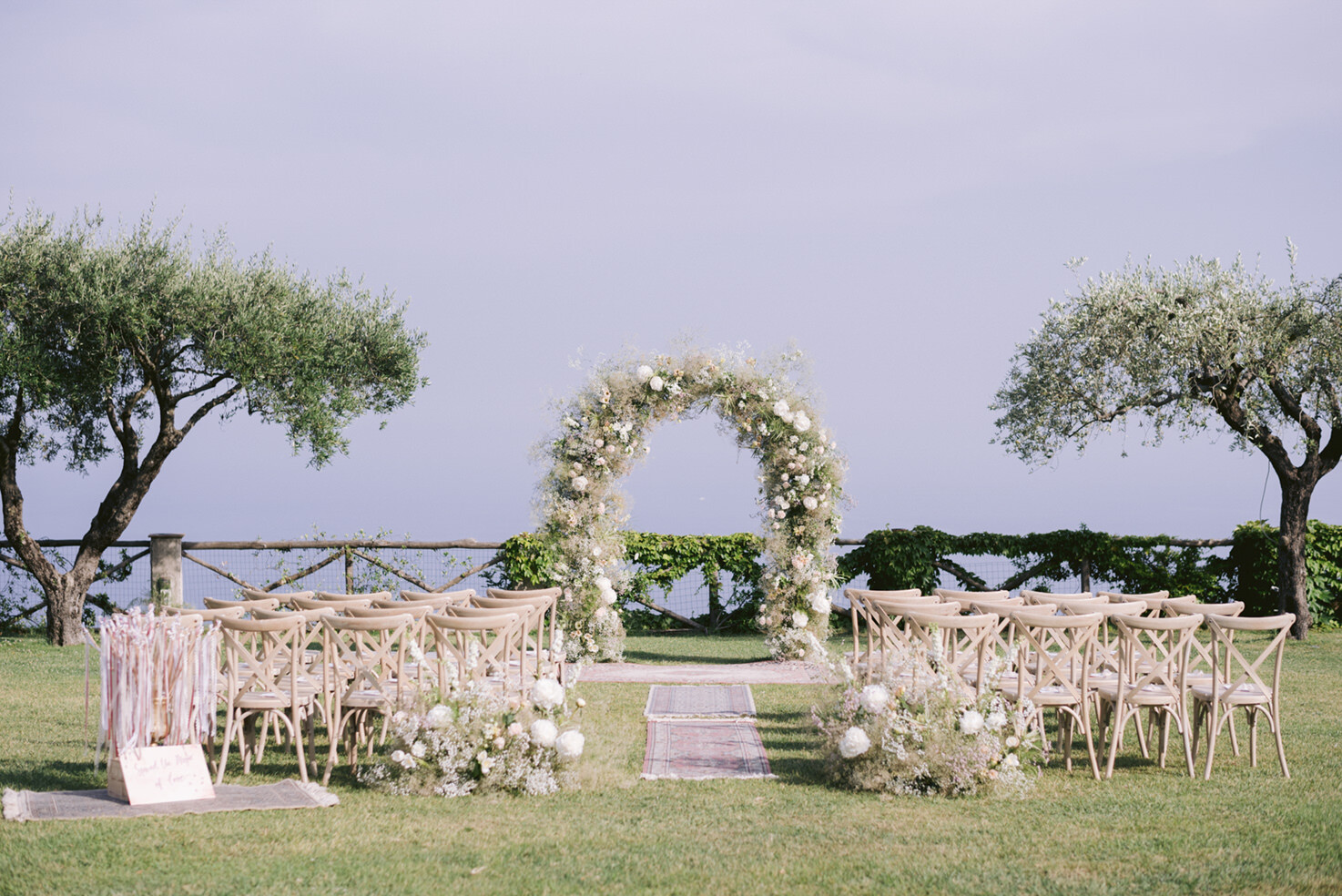 Outdoor wedding ceremony at Villa Cimbrone