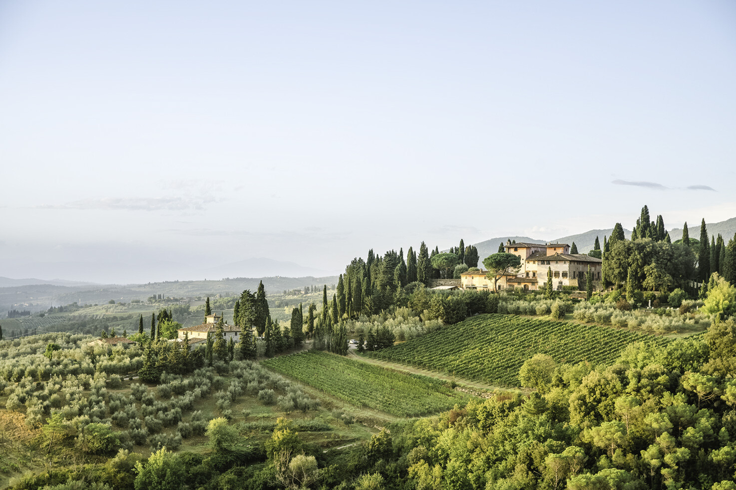 Panorama of Villa Vignamaggio in the Chianti region of Tuscany