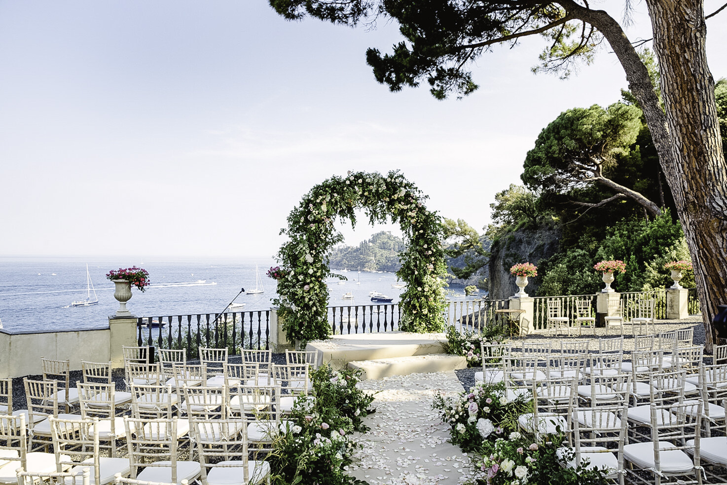 Wedding ceremony on a terrace at La Cervara