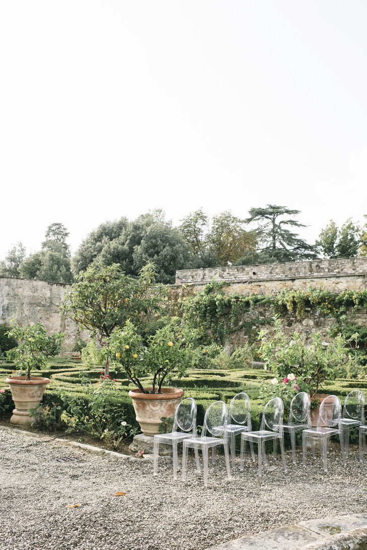 Outdoor seating for wedding ceremony