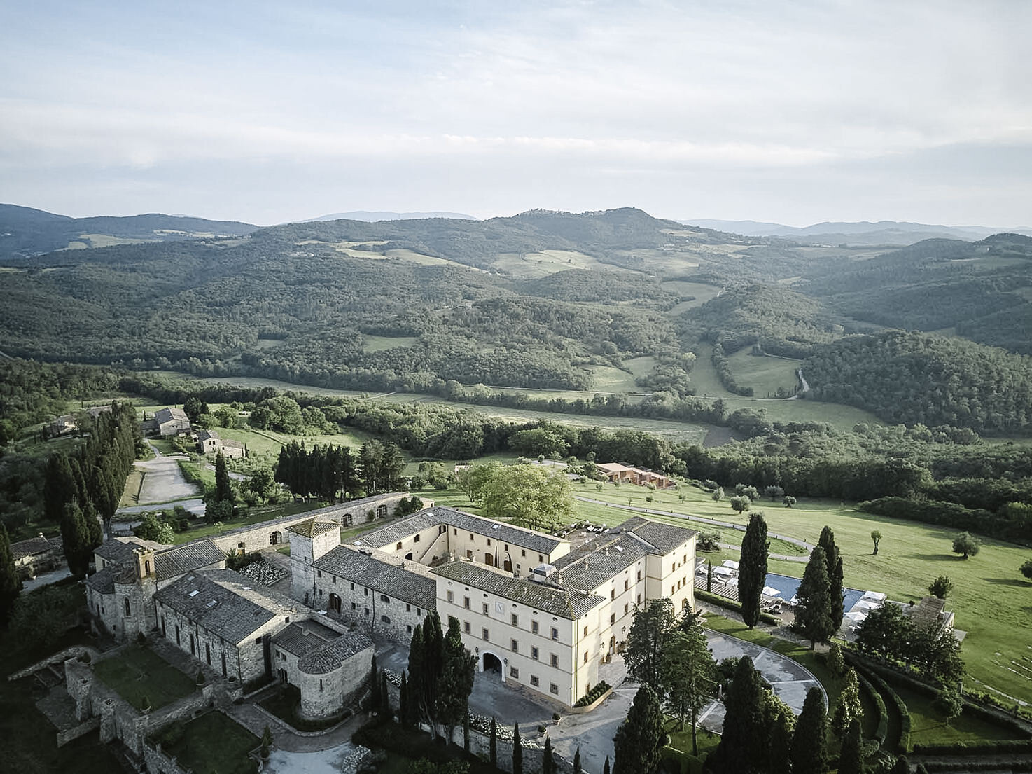 Aerial view of Castello di Casole