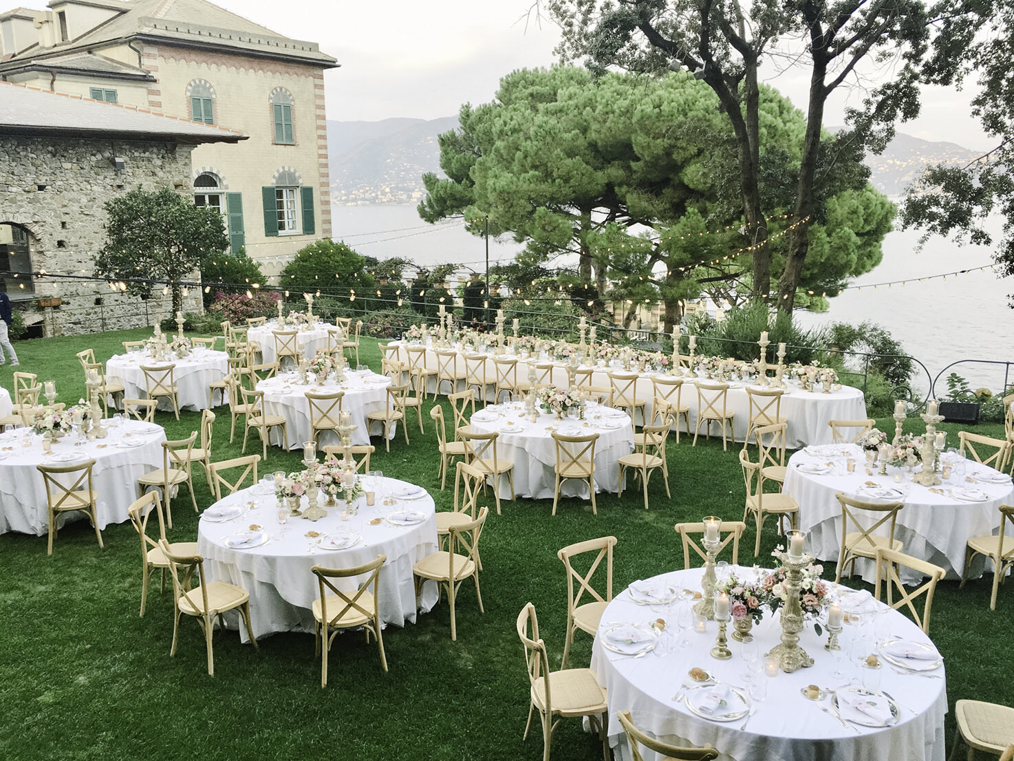 Wedding reception in the gardens of La Cervara