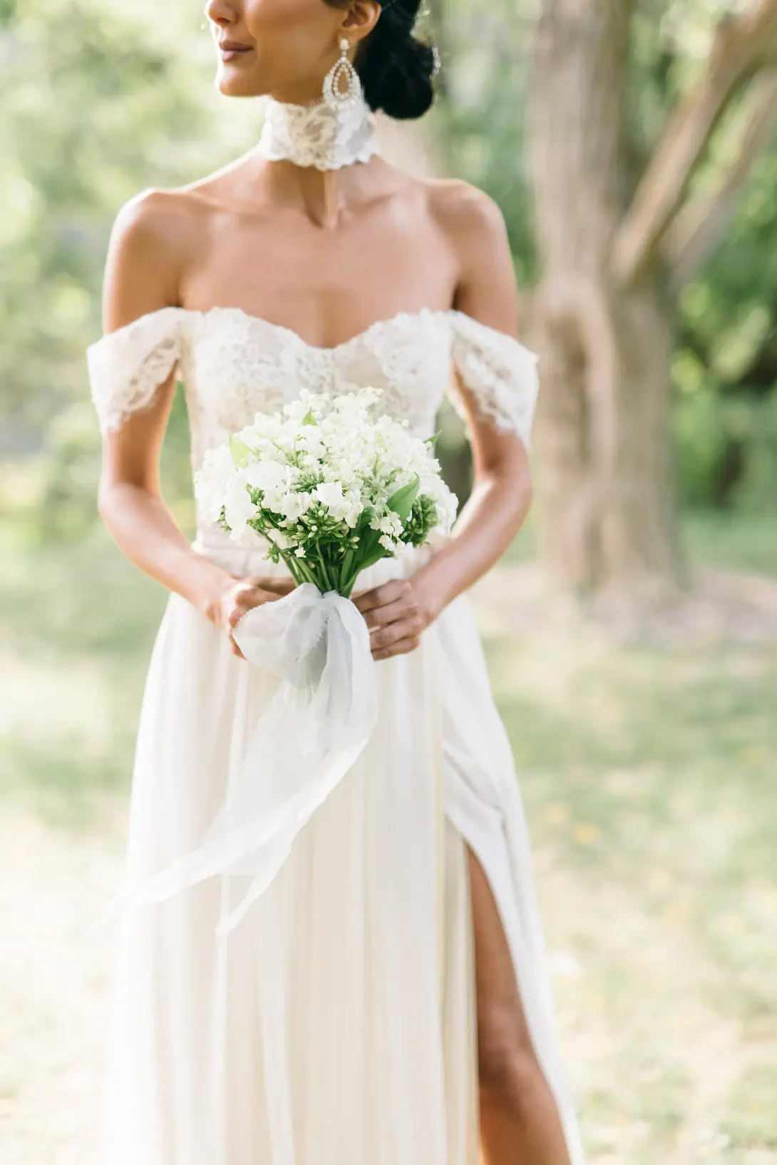 Bridal bouquet in white and green