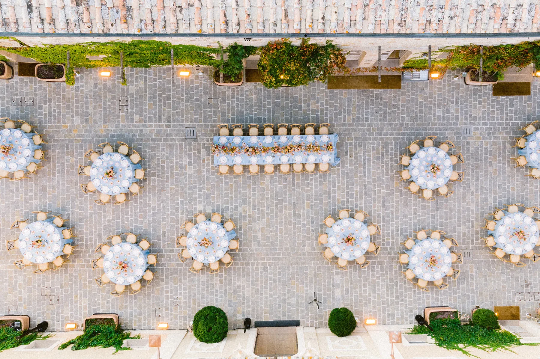 Aerial view of the wedding banquet