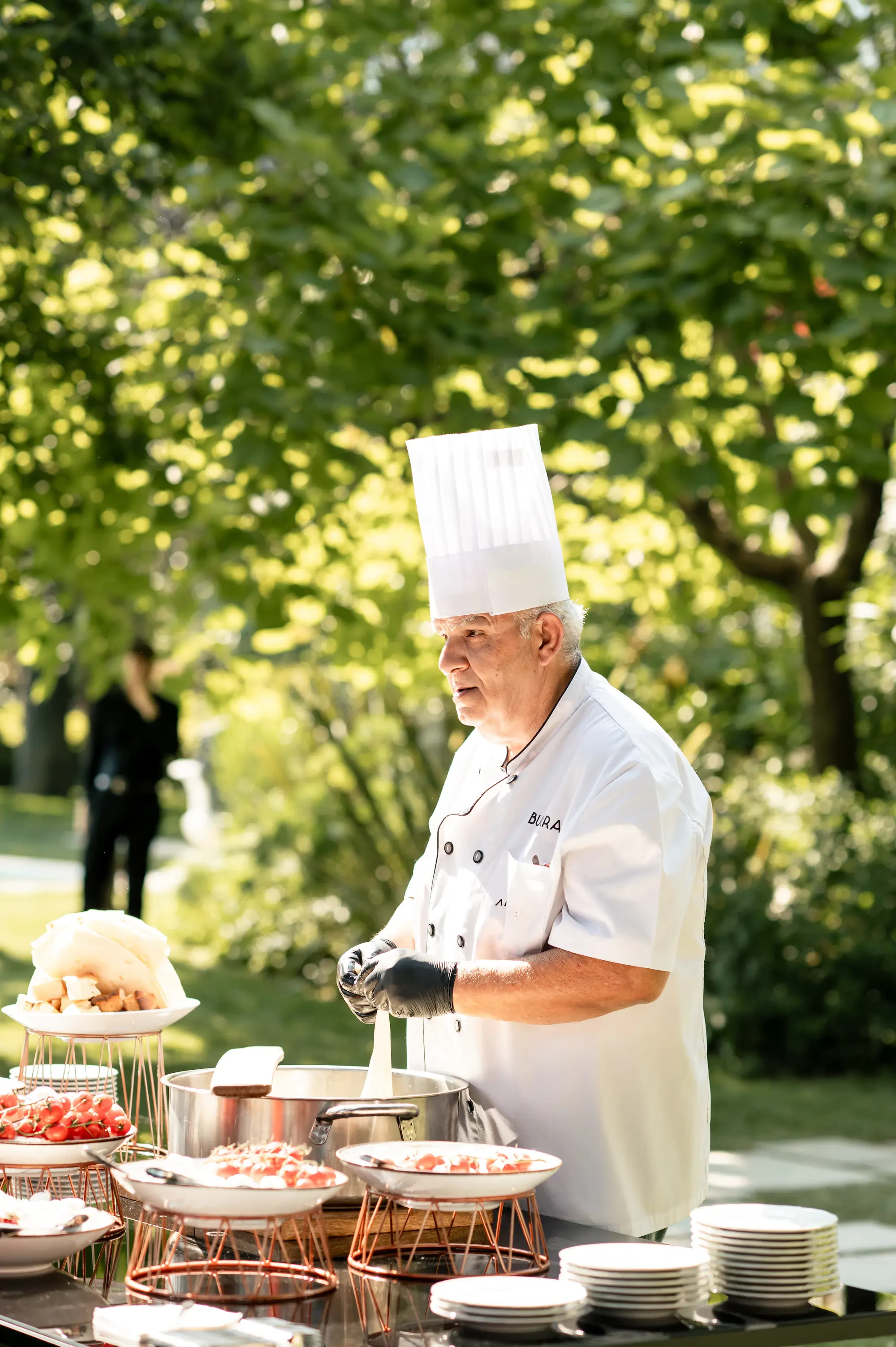 Live Cooking Station Chef Preparing Fresh Mozzarella Wedding